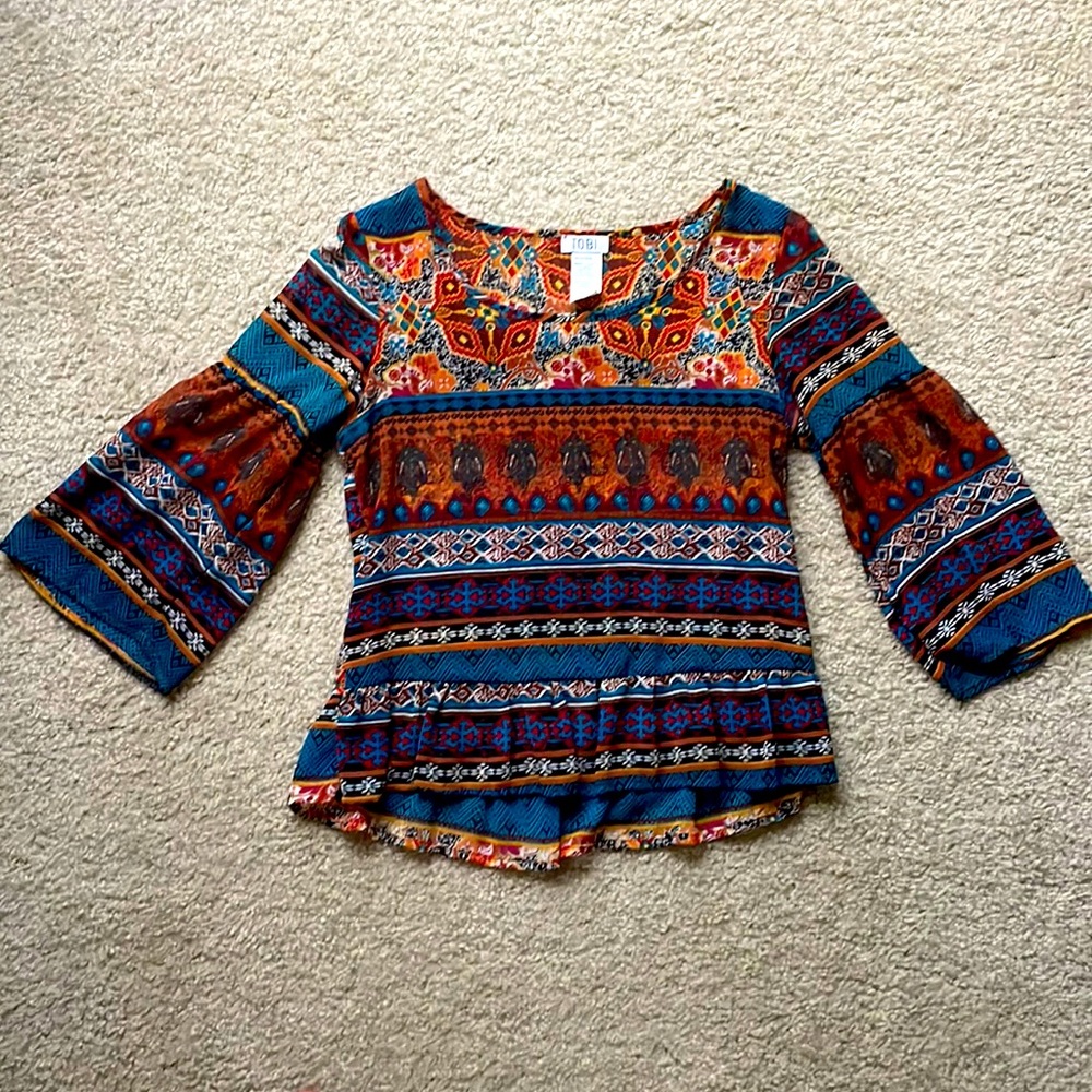 Patterned Flowy Crop